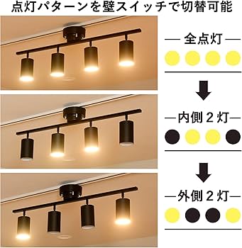 Amazon | [山善] インテリア シーリングライト 4灯 スポットライト