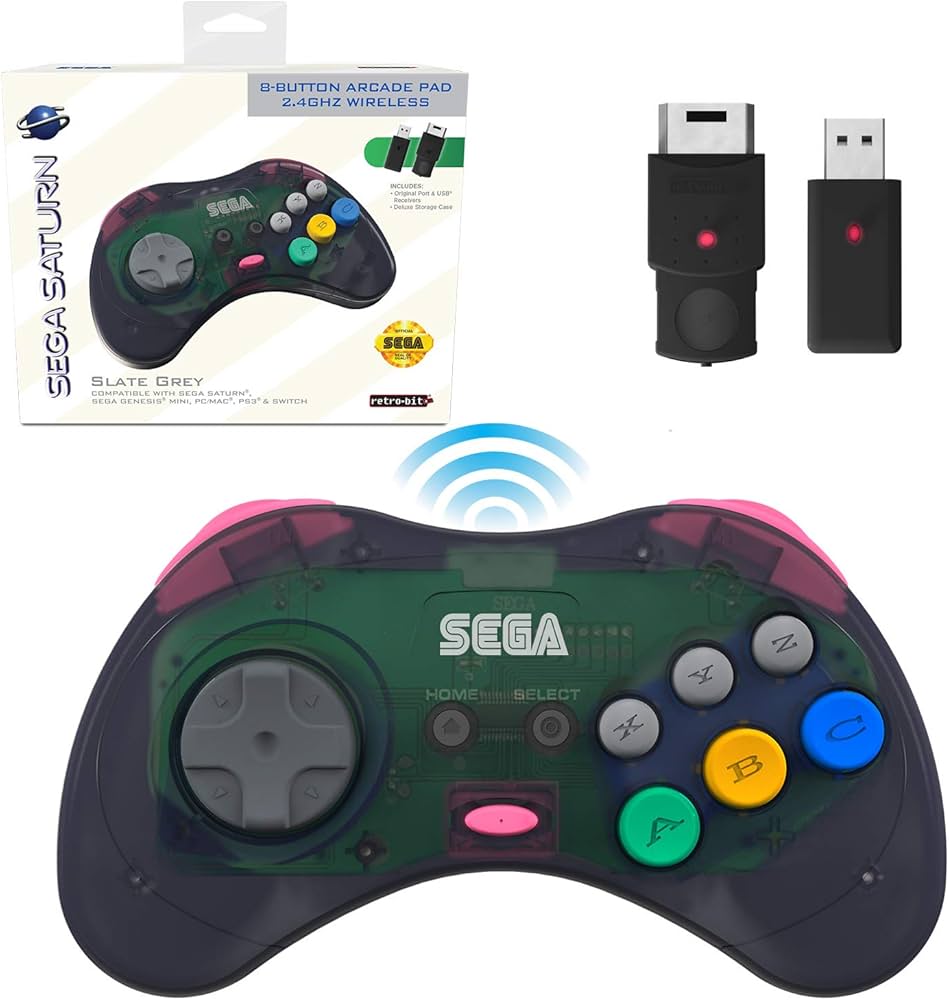 Amazon.co.jp: retro-bit SEGA Saturn® 8-Button Arcade Pad 2.4GHz