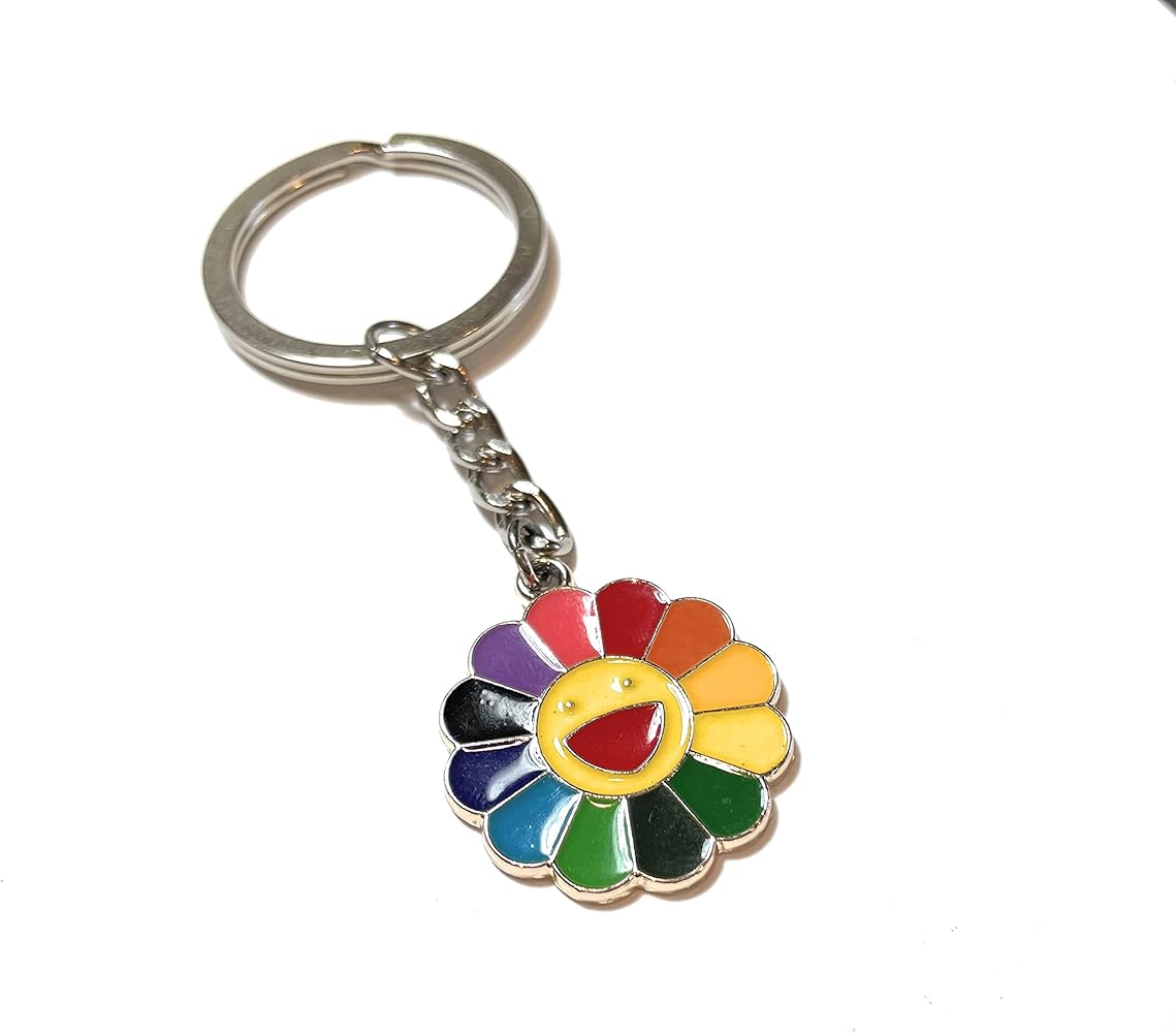 Amazon.com: Enamel Smiley Face Sunflower by Murakami Keychain
