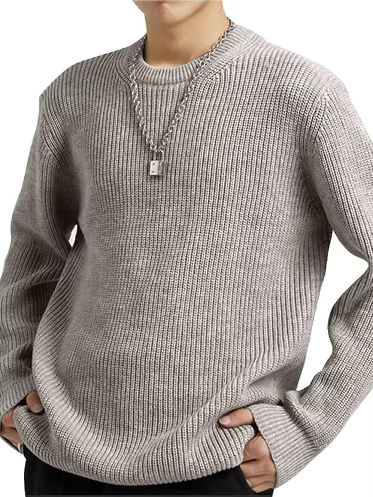 Amazon | [Yeagio] セーター メンズ 冬服 ニットセーター 畦編み