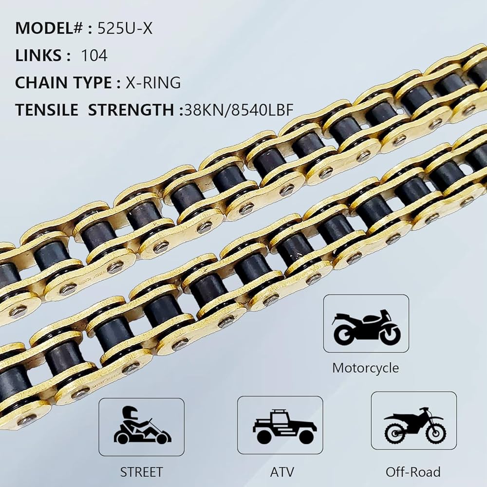 Amazon.com: BIGLKNM 525 X-Ring Motorcycle Chain 104 Links with