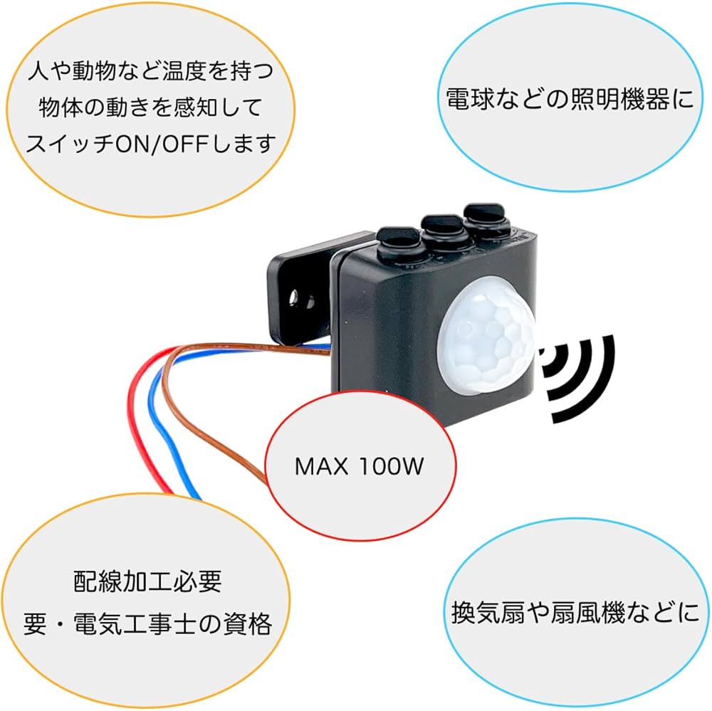 Amazon.co.jp: 後付け（小型タイプ）人感センサー スイッチユニット