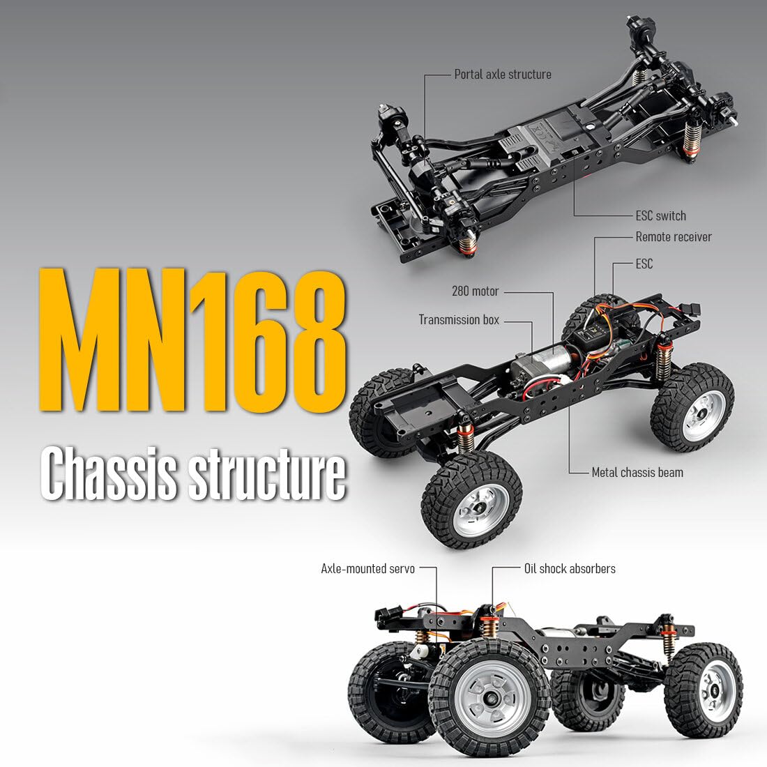 Amazon.com: HERR MN-168 Crawler Car 1/12 Scale 2.4G RC 4WD Off