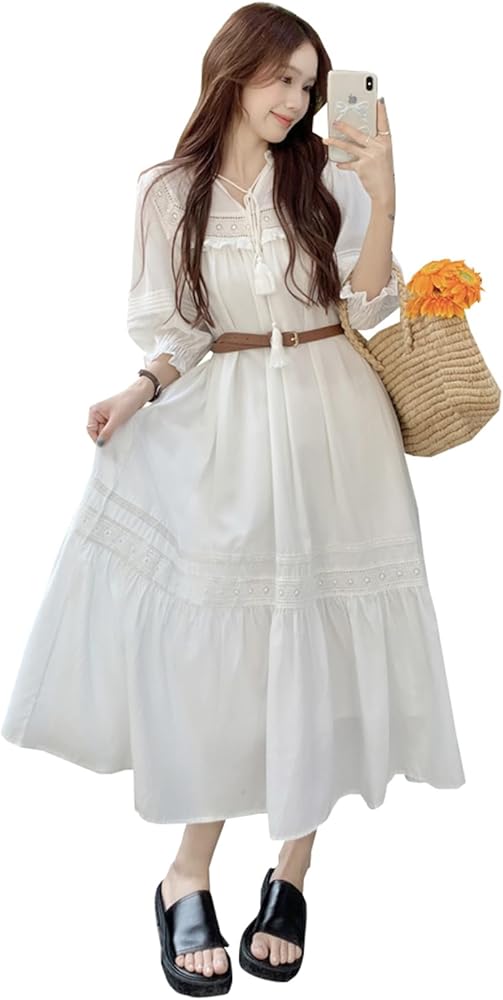 Amazon.co.jp: [YAZHUE] ロングワンピース レディース ベルト