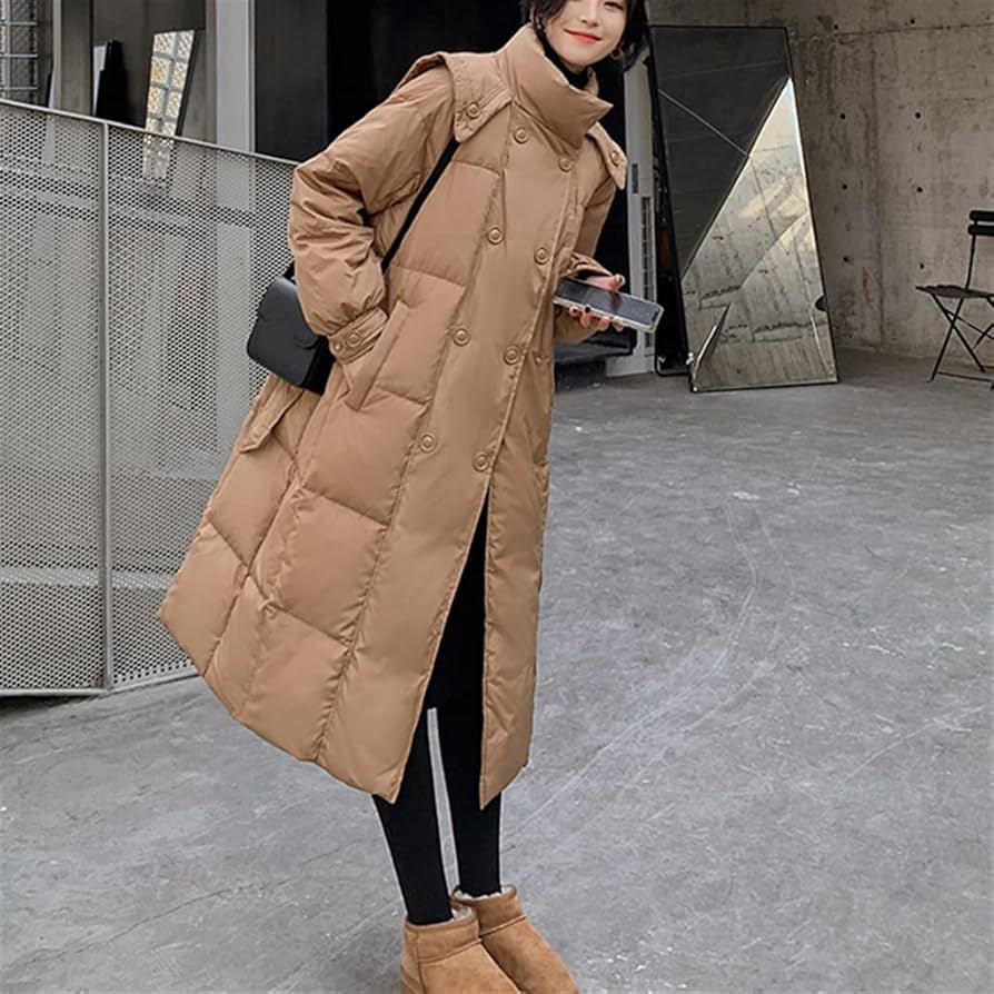 Amazon.com: MVUYO FMURY Curry Long Down Jacket Female Korean Waist