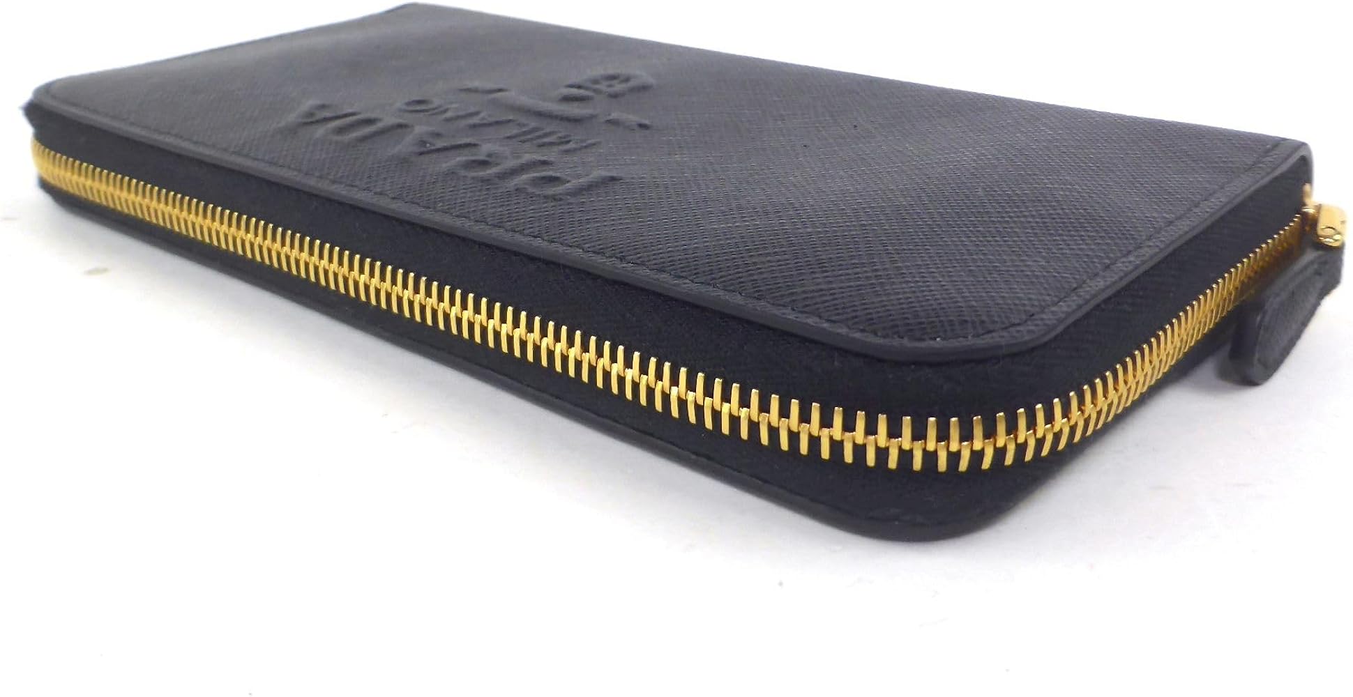 PRADA 長財布 サフィアーノレザー ラウンドファスナー レタリングロゴ