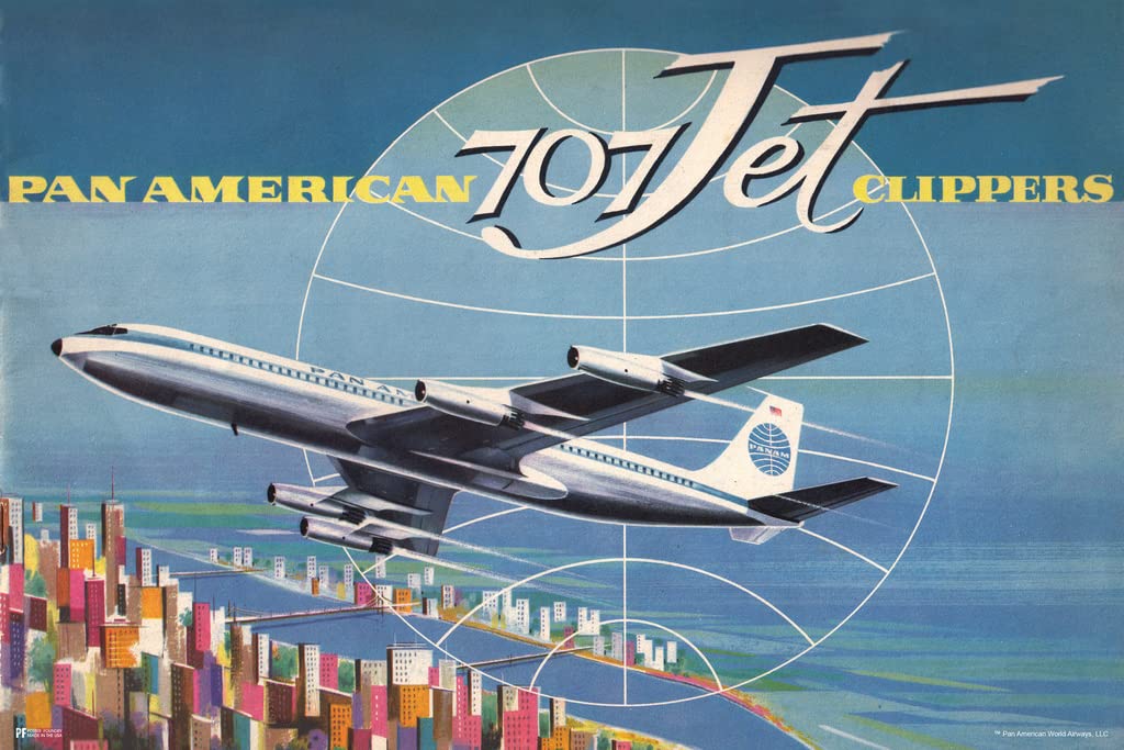Amazon.com: Pan Am 707 Airplane Jet Logo American Vintage Travel