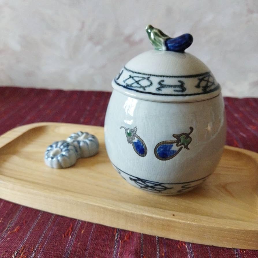 Amazon.co.jp: 梅干し壺陶器小壺 梅干し 漬物 薬味入れ 窯名不明