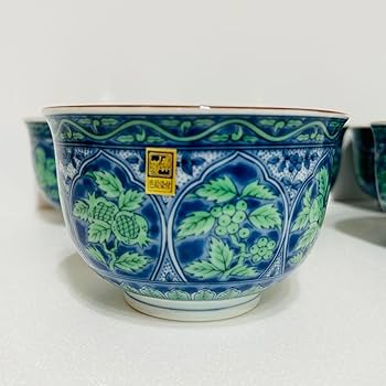 Amazon.co.jp: 美濃焼 庫山窯 青華緑彩 小丼揃 5客 : ホーム＆キッチン