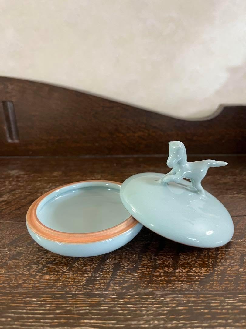 茶道具 京焼 白駒犬 干支香合 縁起物 在銘 2点まとめて V 8167