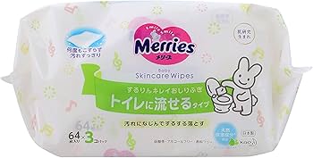 メリーズ トイレに流せるおしりふき 64枚入 3パック 12個 Amazon.co.jp