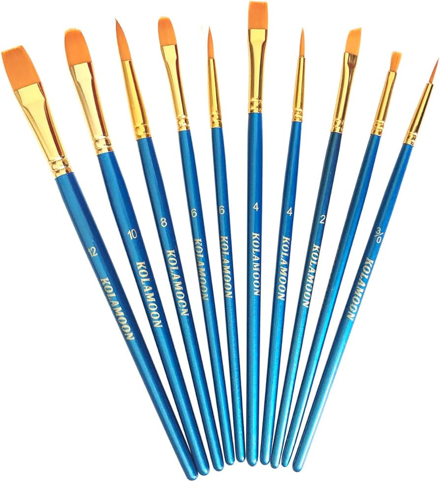 Amazon.co.jp: KOLAMOON 10本水彩画 筆 アクリル絵の具 面相筆セット
