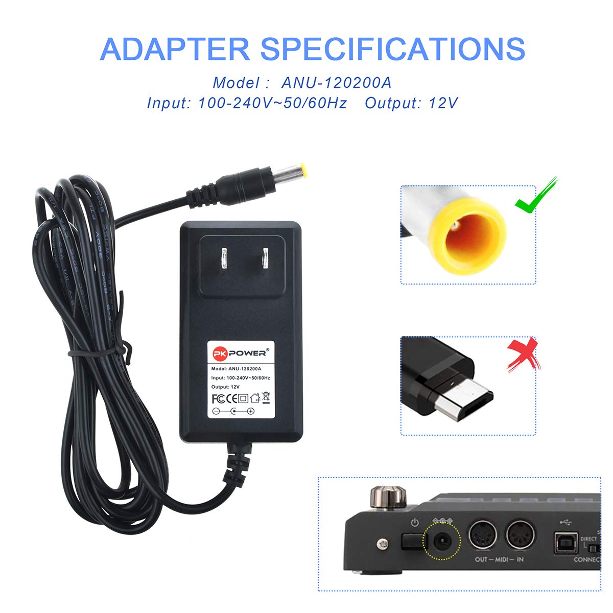 Amazon.com : PKPOWER 12V AC Adapter Compatible with Korg PAD KAOSS
