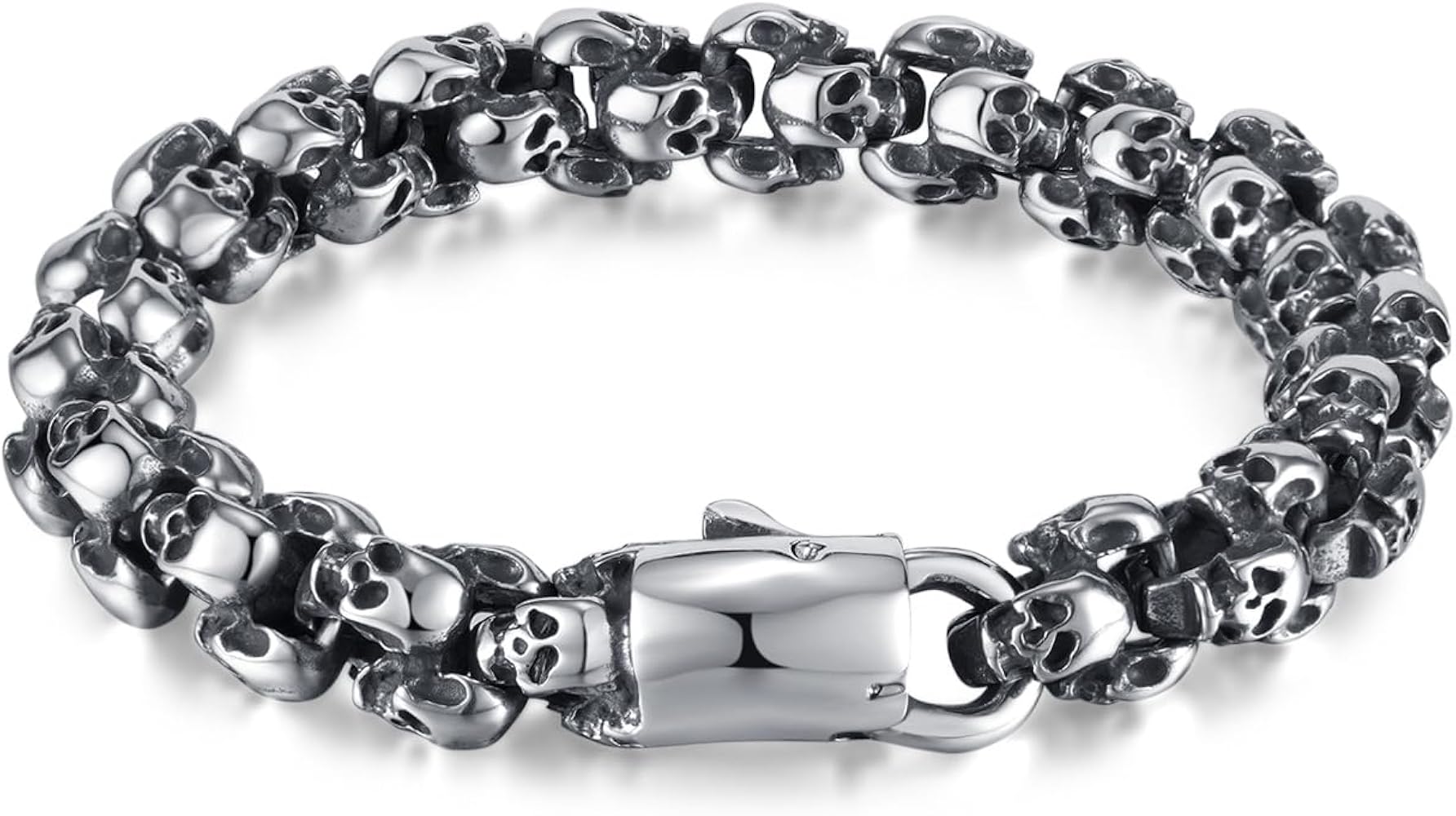 Amazon.co.jp: [Rockyu] ブレスレット メンズ シルバー ドクロ 髑髏