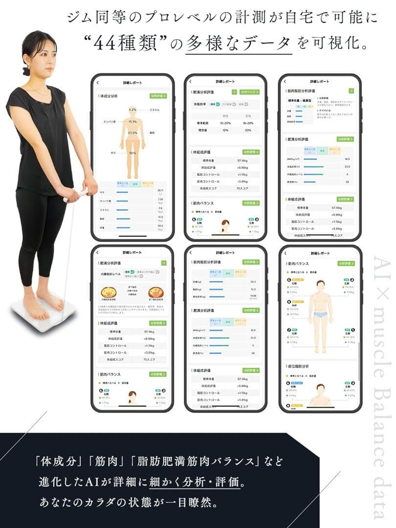 Amazon.co.jp: 体重計 AI×体組成計プレミアム_ジムレベルの44項目全身