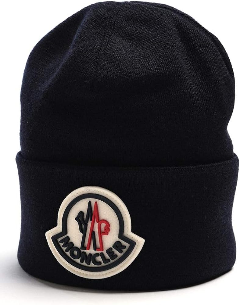 Amazon | [モンクレール] ウール100％ BIGワッペンロゴ ニットキャップ