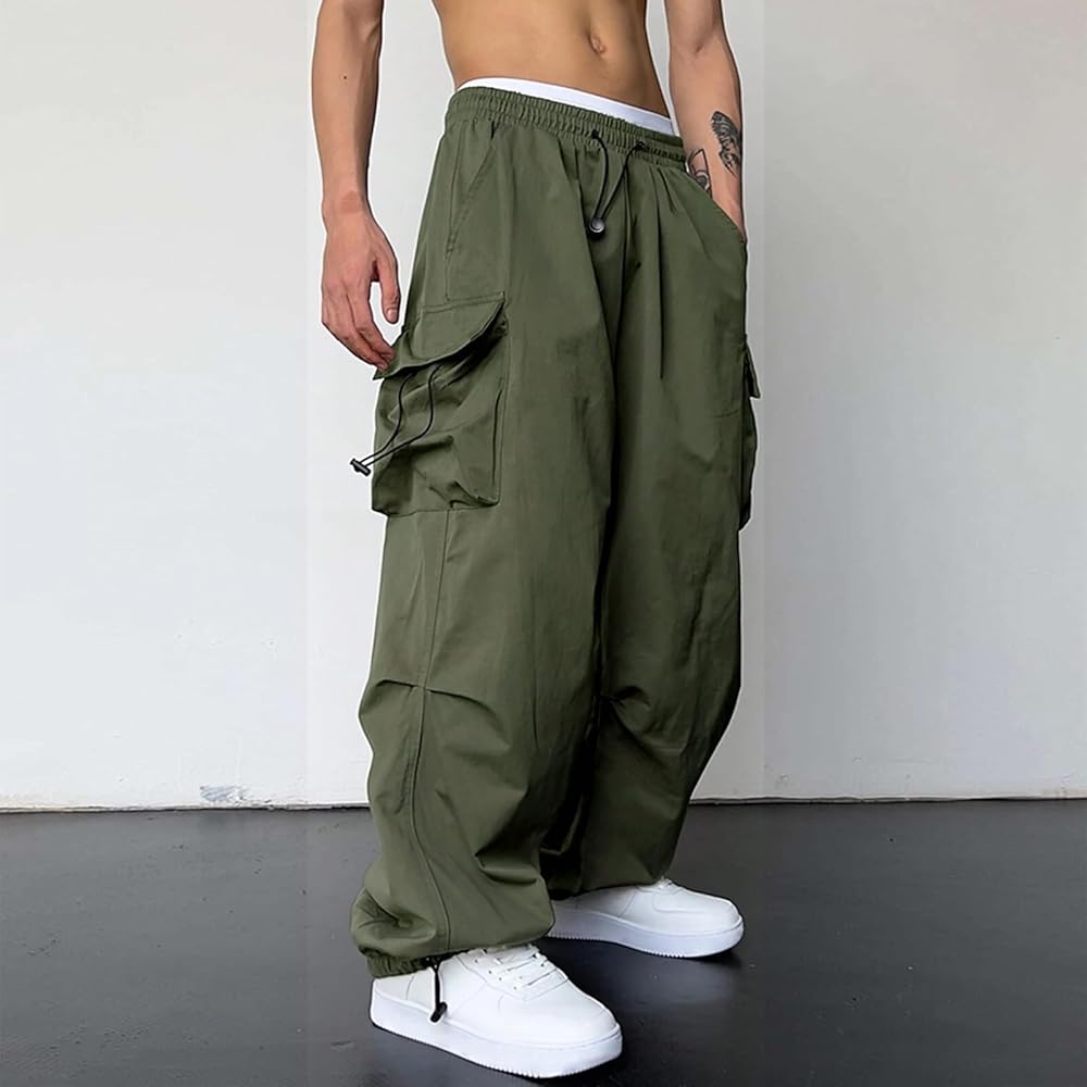Men's Cargo Pants Loose Fit Baggy Harem Joggers Trendy Streetwear