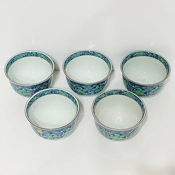 Amazon.co.jp: 美濃焼 庫山窯 青華緑彩 小丼揃 5客 : ホーム＆キッチン