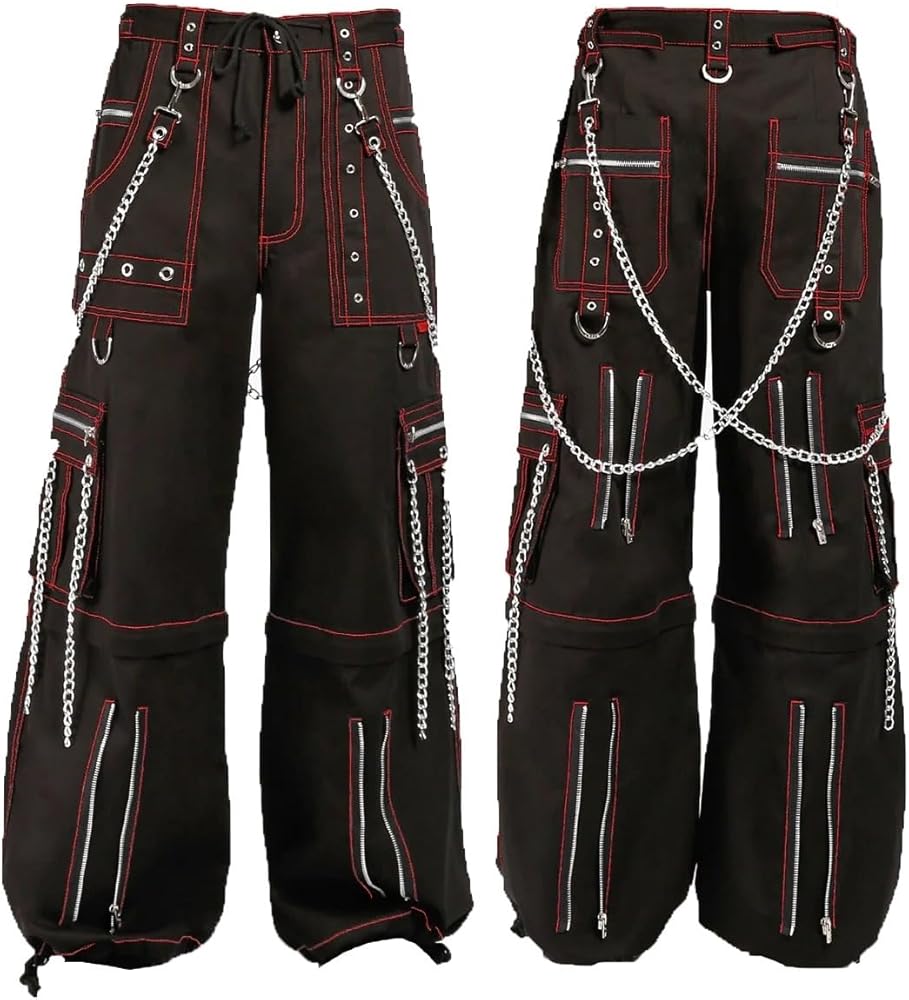 Men's Electro Bondage Gothic Red Dragon Stitch Rave Cyber Chain