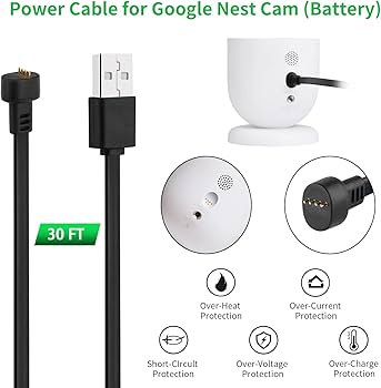 Amazon | wochel 3本パック 電源ケーブル Google Nest Cam屋外または