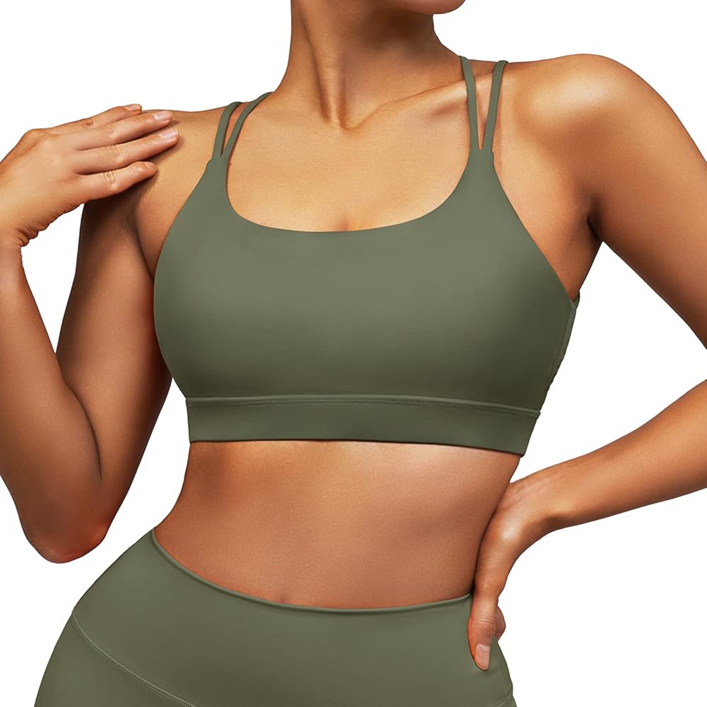 RUUHEE Women Workout Sports Bra Strappy Criss Cross Back Padded