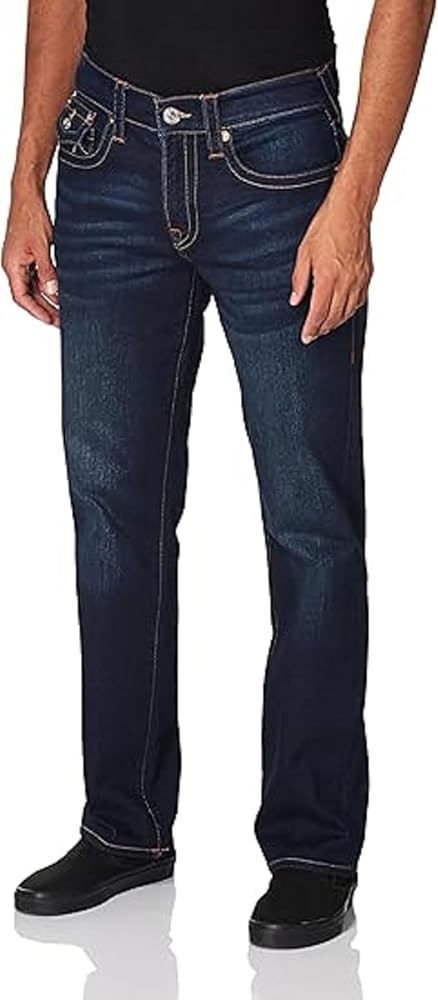 True Religion Men's Ricky Straight Leg Jeans with Back Flap