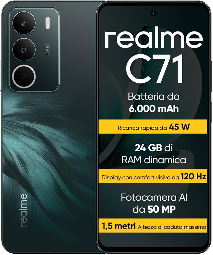 realme C71 Smartphone 8+256GB, 6000mAh Battery, 45W Fast Charge