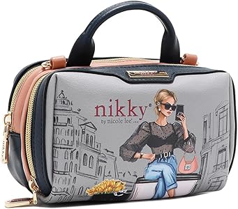 Nicole Lee Nikky Mini Boston Double Zip Crossbody Bag, Vegan
