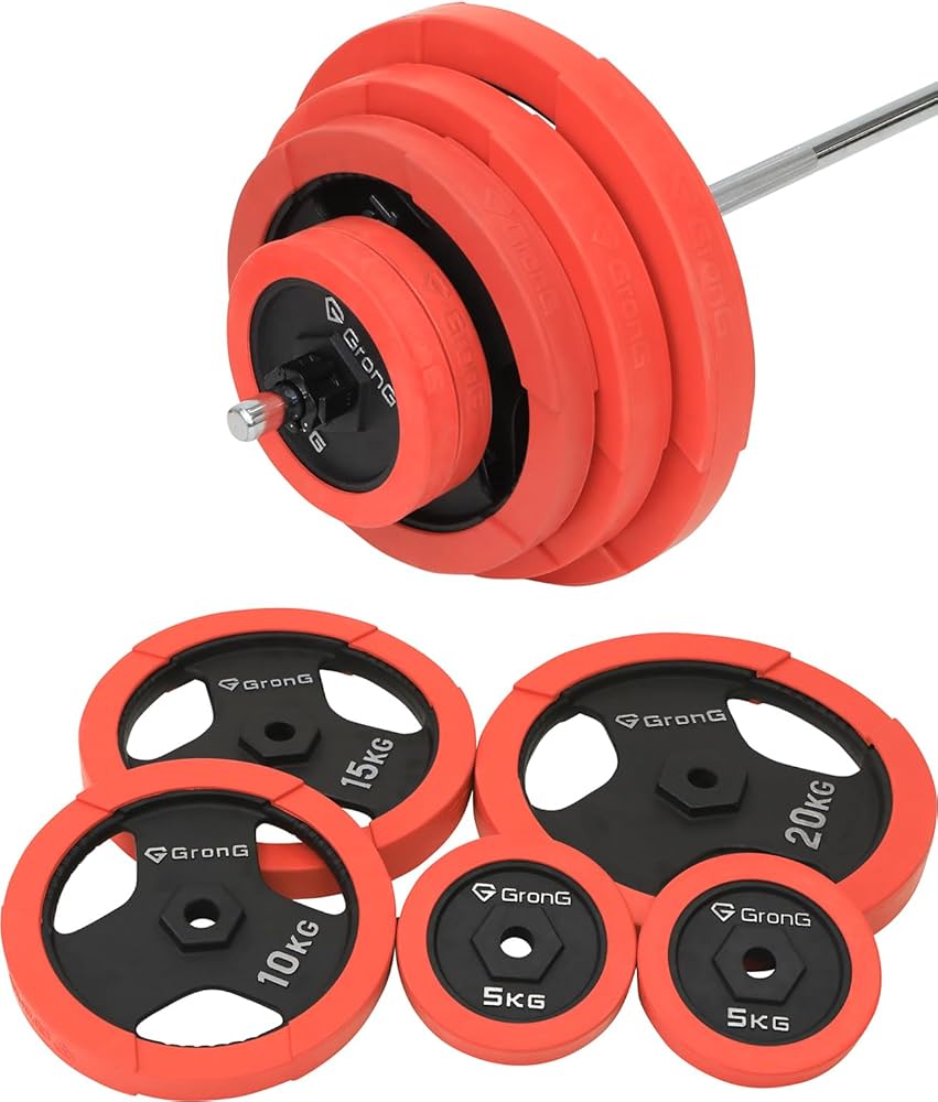 Amazon.co.jp: グロング バーベル バーベルセット 120kg プレート
