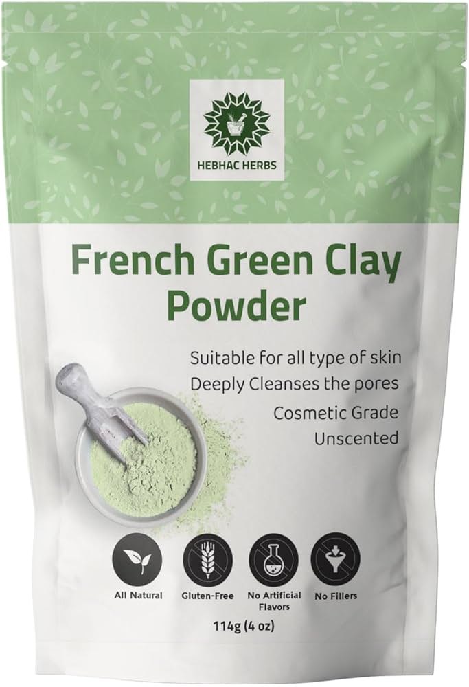 Amazon.com : Hebhac Herbs French Green Clay Powder 114g | Face