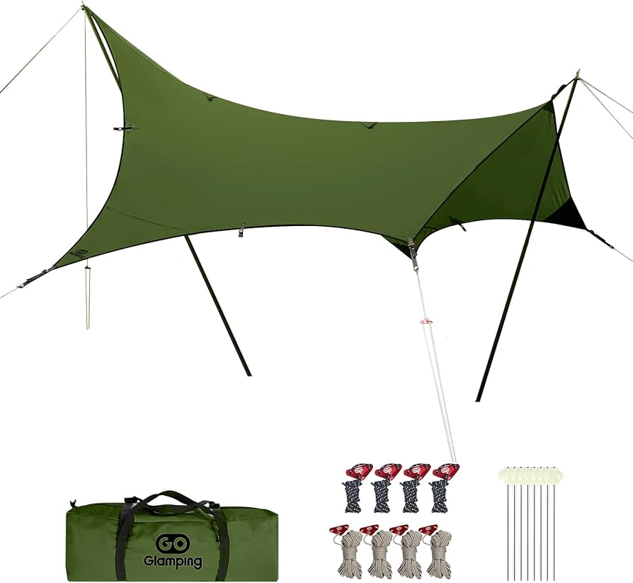 Amazon | GOGlamping 【山帆ヘキサタープ TC】ソロ用 4.2mx4.1m