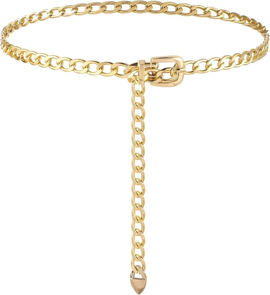 Amazon.co.jp: 女性用ゴールドチェーンベルト、ウェスタンチャンキー