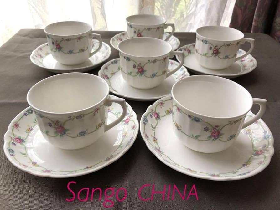 Amazon.co.jp: Magna Sango CHINA カップ＆ソーサー6客昭和レトロ