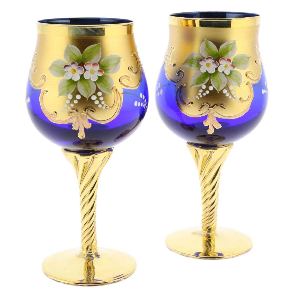 Amazon | GlassOfVenice 2個セット ムラーノガラス ワイングラス 24K