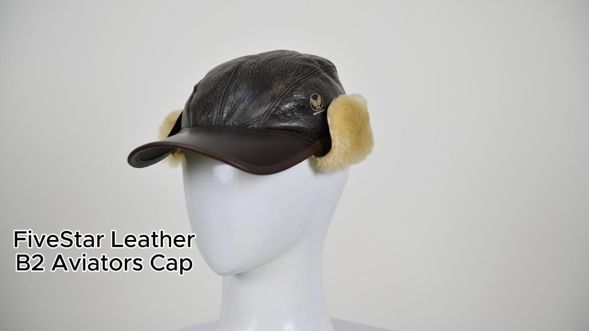 FIVESTAR LEATHER Distressed Commando B2 Flight Aviator Leather Cap