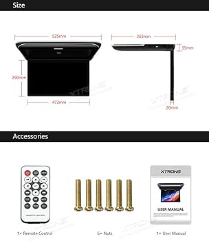 Amazon.com: XTRONS 19.5 Inch Car Overhead Player 16:9 Wide Screen