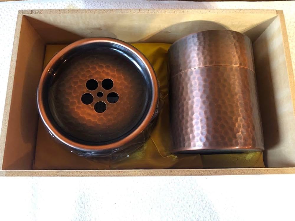 Amazon｜純銅製 瑞惶 茶器揃 茶筒 建水 翠玉堂製｜茶筒 オンライン通販