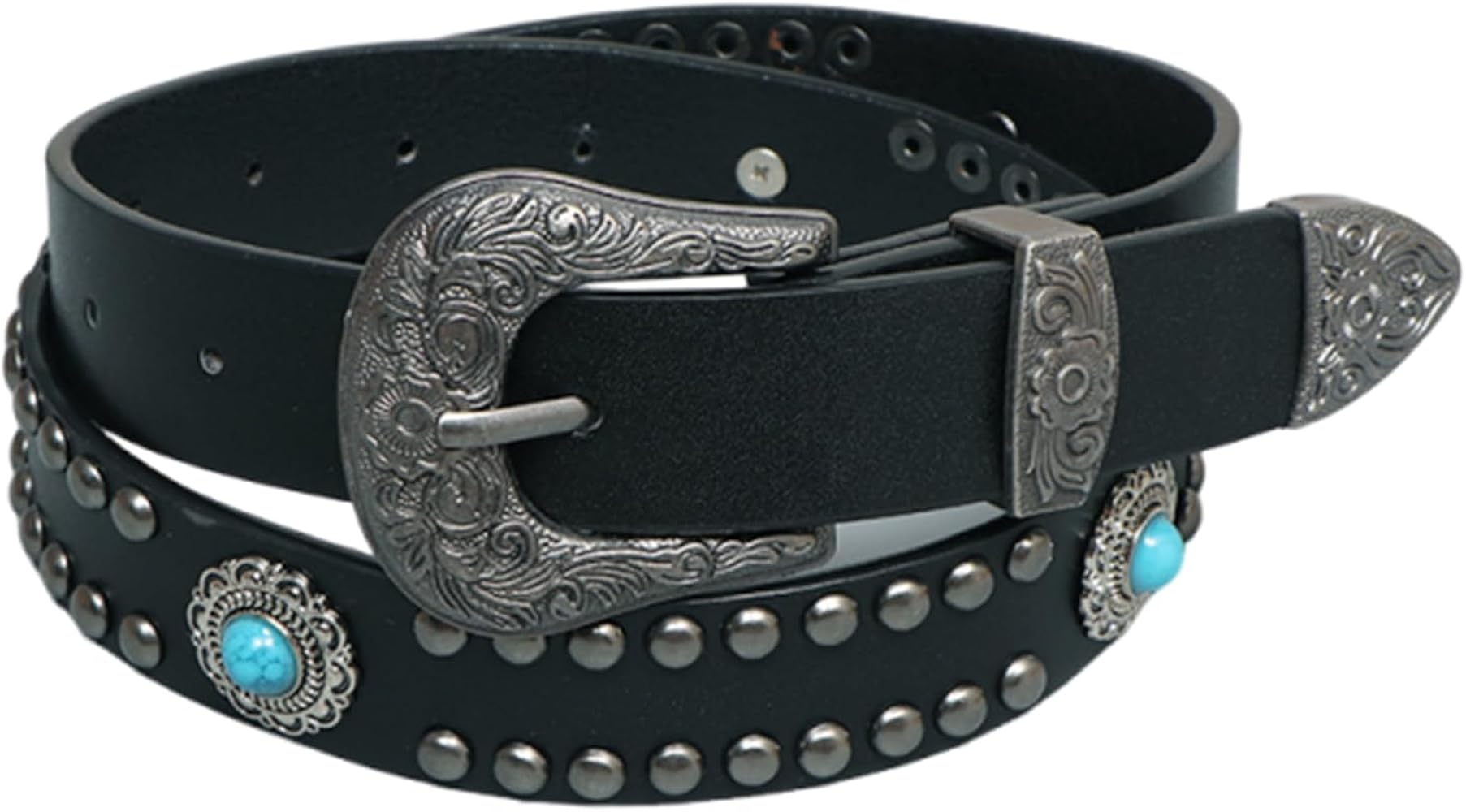 Amazon | [Lamerry] スタッズベルト アメカジ ターコイズ ウエスタン