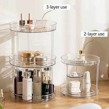 Amazon.co.jp: GLAMFORT コスメ収納 透明 360°回転 メイクボックス 大