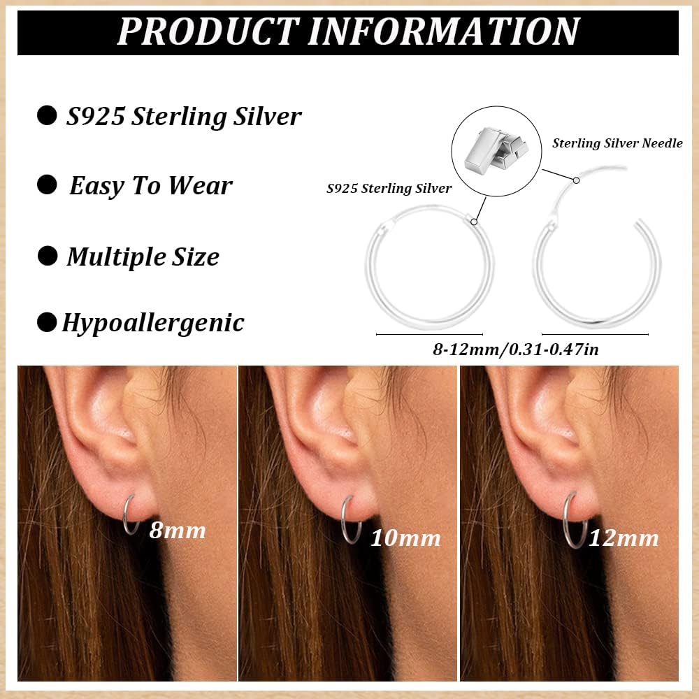 Amazon | 925スターリングシルバー スモールフープピアス 軟骨フープ