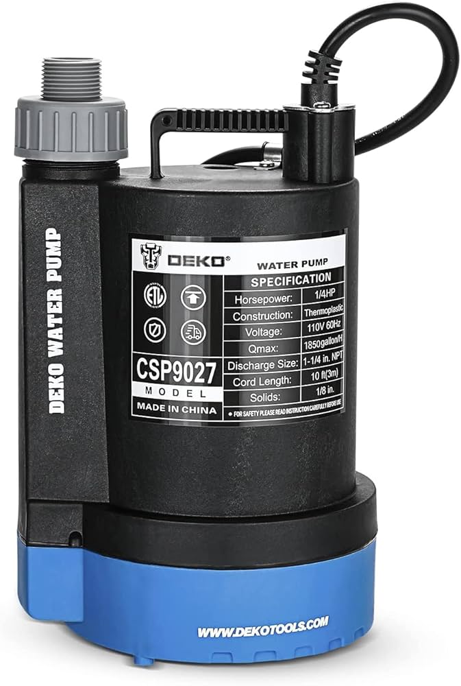 Amazon | DEKO 水中ポンプ 底部入水式 1/4HP 循環ポンプ 最大吐出量