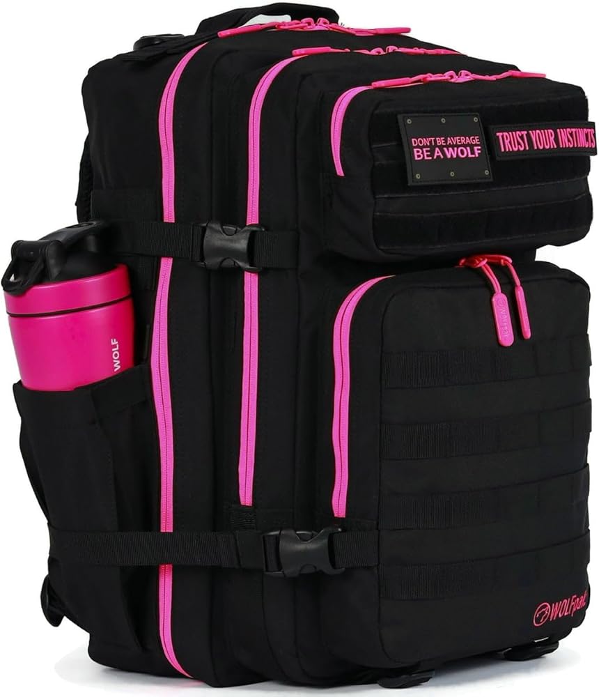WOLFpak Sac à dos de 45 l, Sac à dos noir rose fluo, One Size, Sac