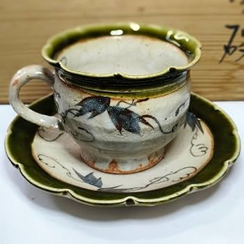 Amazon | コーヒーカップ4客 織部 志野焼 玉山保夫窯 玉置保夫 伝統