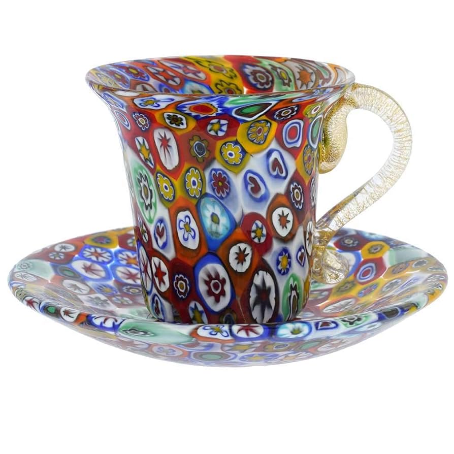 MURANO ムラノ 金彩 レッド ミルフィオリ お碗 皿 MURANO ムラノ 金彩