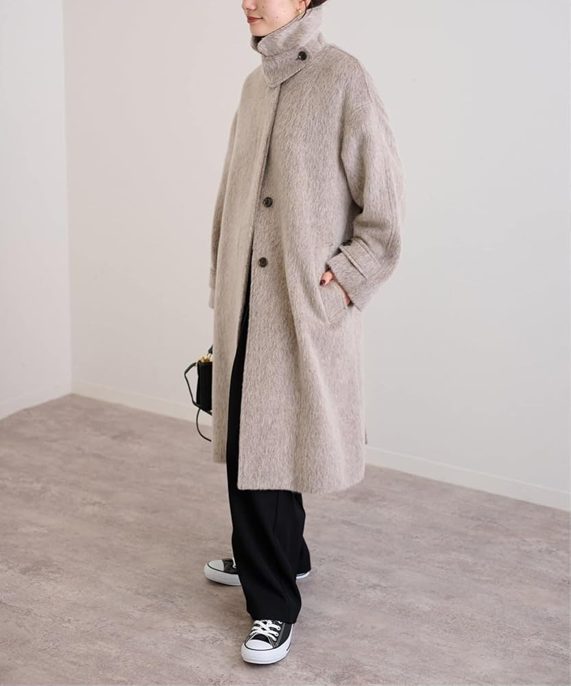 Amazon | [フレームワーク] ウールモヘヤシャギーバルカラーコート 36