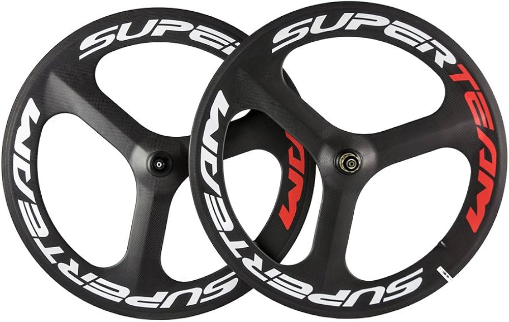Amazon | SUPERTEAMカーボン3スポークホイールセット700Cクリンチャー1