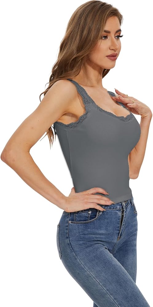 Xineicy Camisole for Women Lace Trim Tank Top Sleeveless Slim Fit