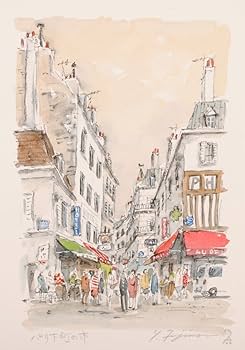 Amazon | 藤森悠二 「パリ下町の市」 パリ 風景画 絵画 フランス