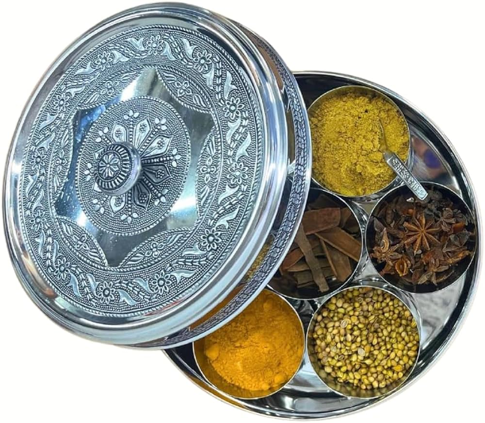 Amazon｜スパイスボックス、彫刻入り、スパイスケース、マサラボックス