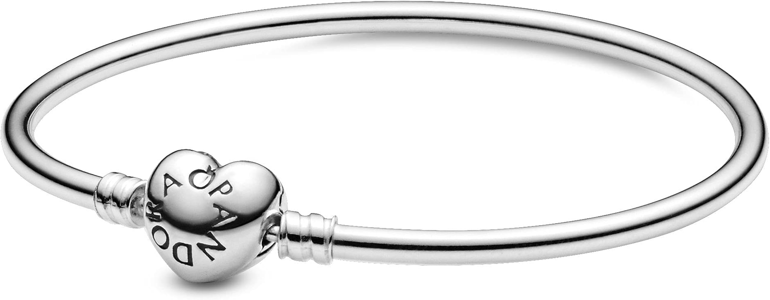 Amazon.com: PANDORA Bangle, Logo Smooth Heart Clasp: Clothing